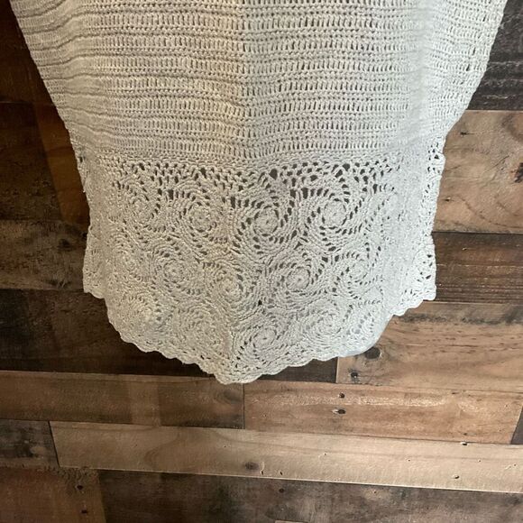 Signature Expressions Top Tan Ivory Crochet Short Sleeve Blouse Size Small - Picture 8 of 10